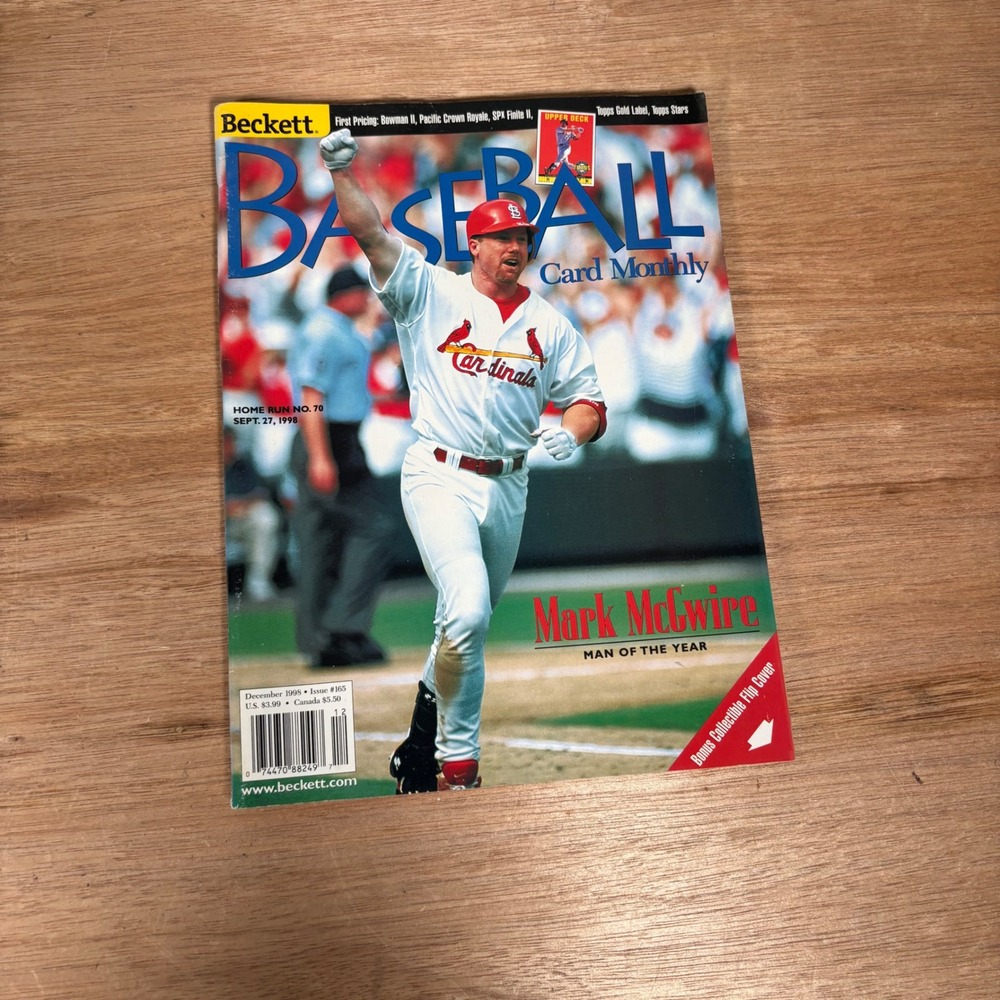 Beckett Baseball Card Monthly Dec 1998 #165 Mark McGwire Sammy Sosa Flip Cover